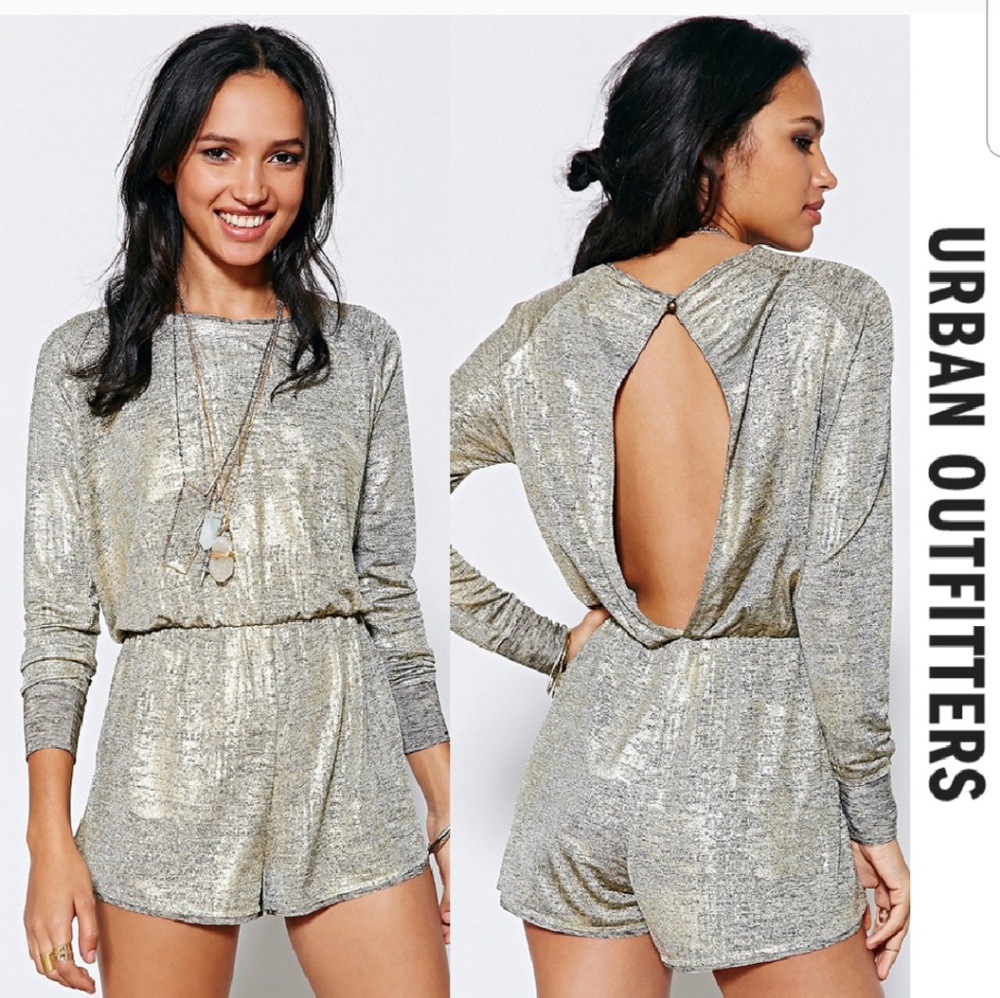 UO PINS AND NEEDLES METALLIC ROMPER